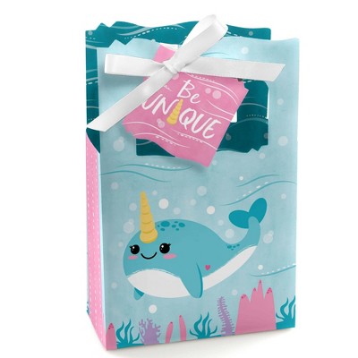 Big Dot of Happiness Narwhal Girl - Under The Sea Baby Shower or Birthday Party Favor Boxes - Set of 12