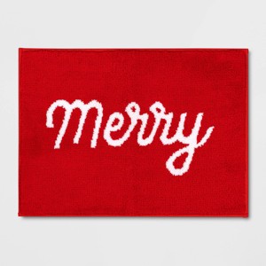 17"x24" 'Merry' Christmas Bath Rug Red - Wondershop™ - 1 of 4