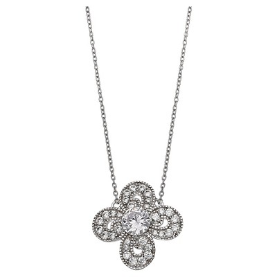 Blisse Allure Sterling Silver Four Leaf Clover Pendant Necklace For Women (Silver, FreeSize)