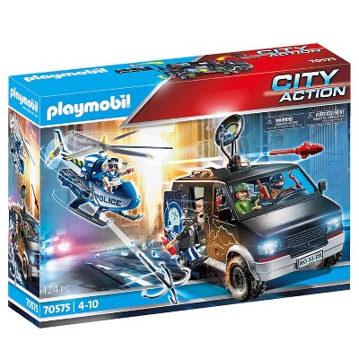 Playmobil City Action Helicopter Pursuit with Runaway Van 70575 Playset 124 pcs