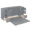 Whisen Modern Style Murphy Bed with Drawers, Cabinets, USB Ports and High Stools - 4 of 4