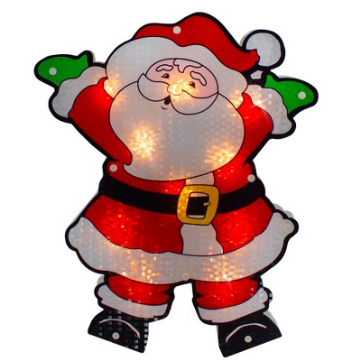 Northlight 16.25" Lighted Holographic Santa Claus Christmas Window Silhouette