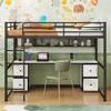 Whisen Full Size Metal Loft Bed with Desk, Drawers and Bedside Tray - 2 of 4
