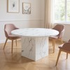 HomeRoots 60" Gray and White Marble Pedestal Base Round Top Dining Table - 2 of 4