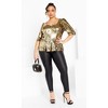 Women's Plus Size Sequin Puff Top - bronze | CITY CHIC - 3 of 4