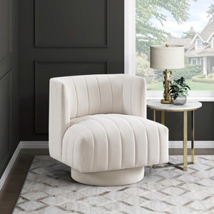 Sapphtopaz Modern Swivel Accent Chair with Tufted Upholstered Comfy Barrel Chairs with Metal Swivel Base Lounge Chair for Living Room, Bedroom - 1 of 4