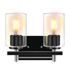 DAKAFUL Modern Bathroom Vanity Light, Vanity Fixture with Black+Gold/Silver Frame&Clear Glass Shade, Wall Light for Mirror, Bedroom, Bathtub Area - 1 of 4