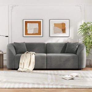 87" Velvet Curved Contemporary Sofa with Plush Seating, Streamlined Design, and Durable Frame - 1 of 4