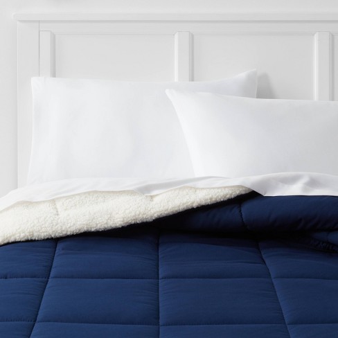 Navy discount sherpa comforter