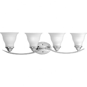 Progress Lighting Trinity 4-Light Bath Fixture, Polished Chrome, Etched Glass Shades - 1 of 3