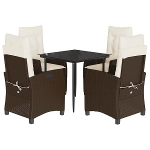 vidaXL Garden Dining Set Brown, Black, Cream White - 1 of 4