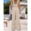 Coolmee Women Casual Pants Wide Leg Trousers High Waisted Pant Fashion Tiered Ruffle Vacation Outift - 2 of 3