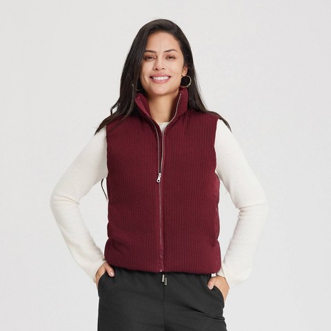 Женские жилеты A New Day Women's Blend Padded Cable Knit Vest - A New Day™ Burgundy XS