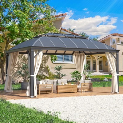 EROMMY 12'x16' Hardtop Aluminum Patio Gazebo with Curtains
