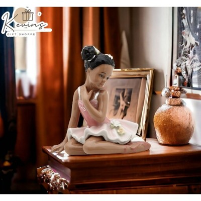 Porcelain Ballerina Girl in Pink Dress Figurine