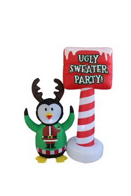 A Holiday Company 5ft Tall Ugly Sweater Party Penguin, 5 ft Tall, Multi