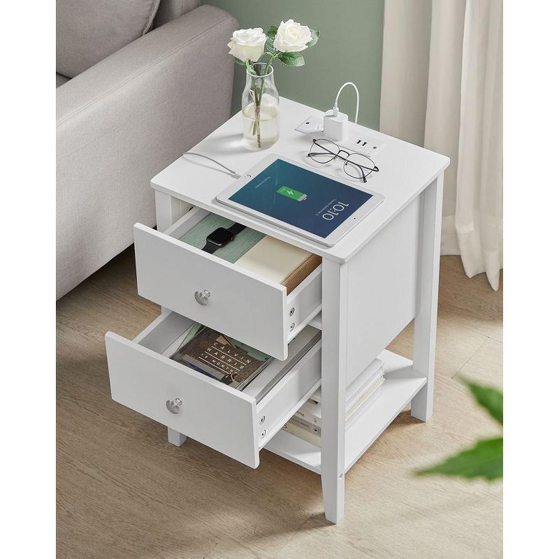 VASAGLE Bamboo Nightstand with Charging Station, Bedside Table with 2 Drawers, Side End Table with Open Shelf, 2 USB-A Ports, 4 of 9