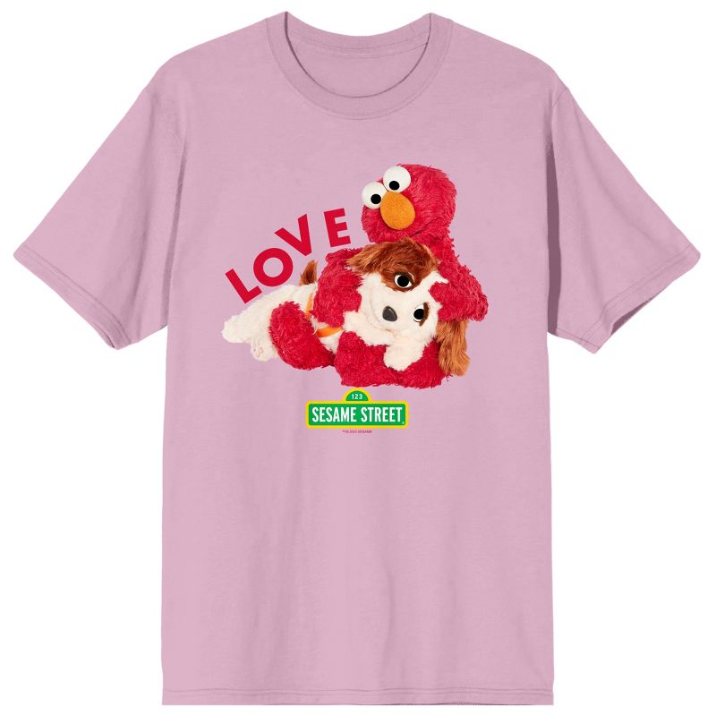 Sesame Street Elmo & Tango Love Crew Neck Short Sleeve Cradle Pink Men's T-shirt, 1 of 3
