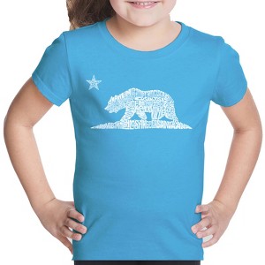 LA Pop Art Girl's Word Art T-shirt - California Bear - 1 of 4