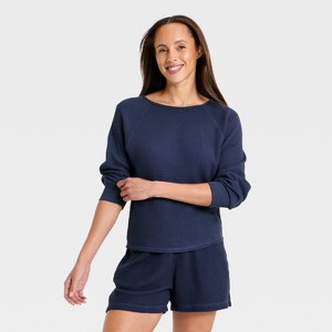 Playera de Cuello Redondo y Tejido Waffle de Manga Larga para Mujer - Universal Thread™