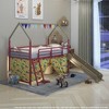 Racxily Metal Junior House Twin Loft Bed with Slide and Curtain Set - 4 of 4