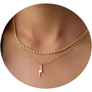 Gold and Silver Long Necklace 14K Plated Minimalist Pendant Jewelry - 1 of 4