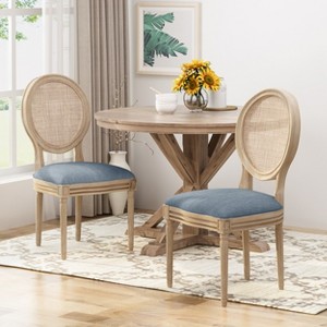 Christopher Knight Home Phineas French Country Fabric Upholstered Rubberwood Dining Chair (Set of 2) - 1 of 4