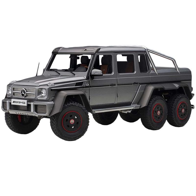 Mercedes Benz G63 AMG 6x6 Designo Platinum Magno Gray Metallic with Carbon Accents 1/18 Model Car by Autoart, 1 of 5