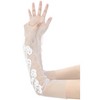 INSPIRE CHIC Women's Lace Floral Pearl Bowknot Polka Point Arm Fingerness Length Sleeves for Elegant Bridge Wedding Gloves 1 Pair - 4 of 4