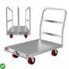 2-in-1 Heavy Duty Panel Truck Cart 36" x 24" All Steel Platform Truck w/Front & 2 Side Handrails 2200 Lbs Cart 6/8 Holes - 2 of 4