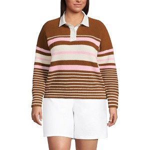Lands' End Women's Drifter Rugby with Woven Collar Sweater - 1 of 3