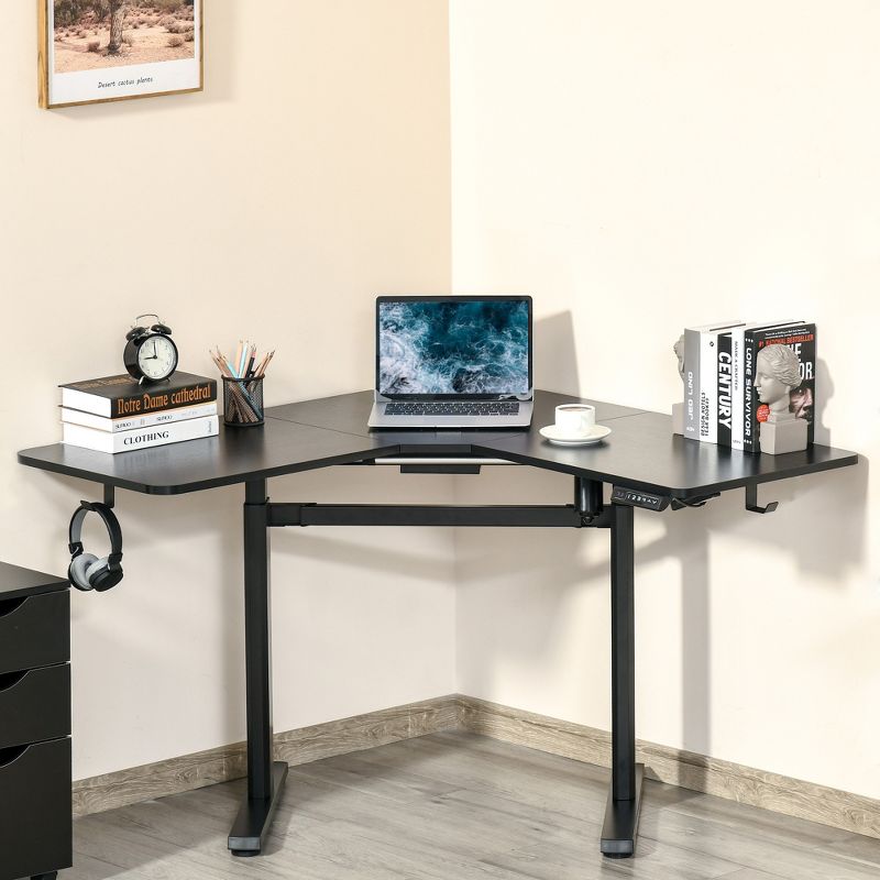 Vinsetto 65.75" Adjustable Height Standing Desk, V-Shaped Computer Desk Workstation for Home, Office, 3 of 7