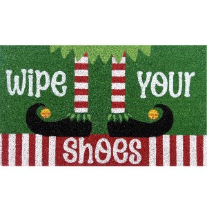 Briarwood Lane Christmas Coir Doormat 30x18 Wipe Your Elf Shoes For Christmas Coir Doormat - 1 of 3