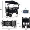 FURNIinspire Outdoor Serving Carts Collapsible Wagon Foldable with Removable Canopy Wheels for All-Terrain Brake for Camping, Black, 35.4"*19.7"*44.5" - 3 of 4