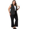 Agnes Orinda Women's Plus Size Sleeveless Lapel V-Neck Striped Outerwear Suit Blazer Vests - 3 of 4