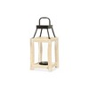 HomeRoots 15" Natural And Black Glass Metal And Wood Tabletop Lantern Candle Holder - 4 of 4