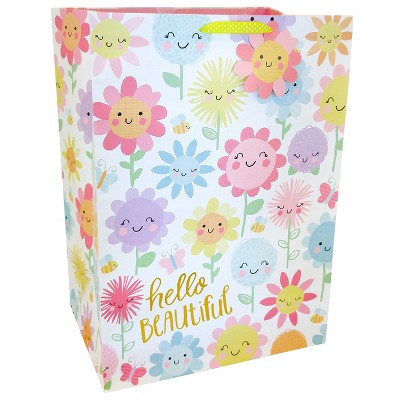 XLarge &#39;Hello Beautiful&#39; Happy Floral Baby Shower Gift Bag - Spritz&#8482;