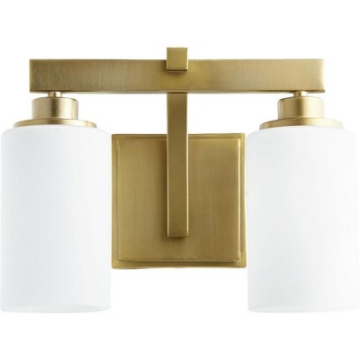 Quorum Lighting Lancaster Glass 2-Light Aged Brass Wall Sconce