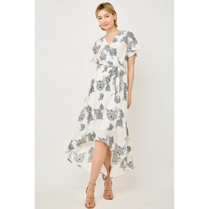 WEST K Women's Georgette Faux Wrap High-Low Midi Dress - 1 of 4