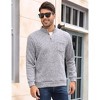 Men's Casual Henley Pullover Sweater Slim Fit Knitted Thermal Fleece Polo Sweatshirt - 3 of 4