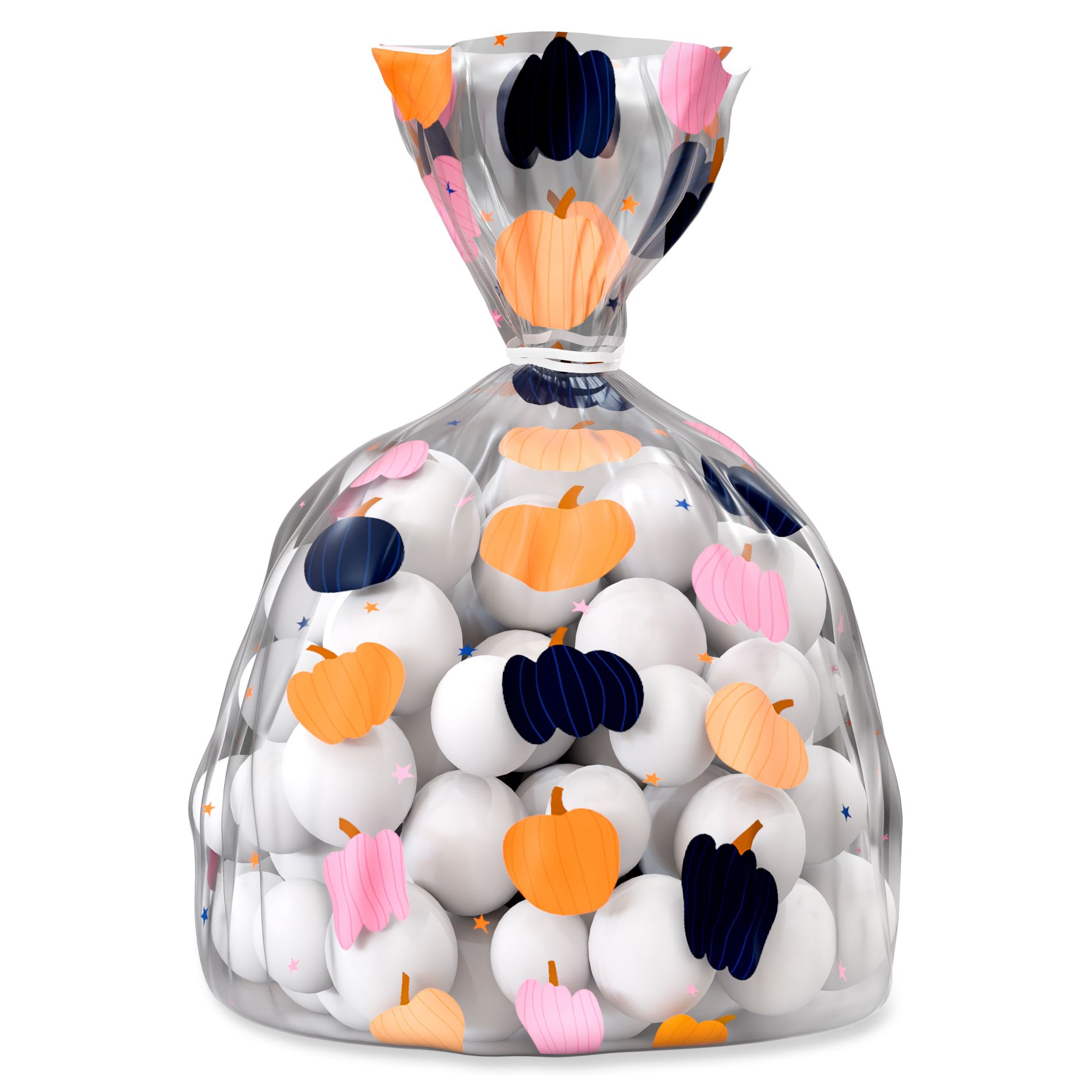 12ct Pumpkin Halloween Treat Cello Gift Bags - Designed by Spaghetti and Meatballs