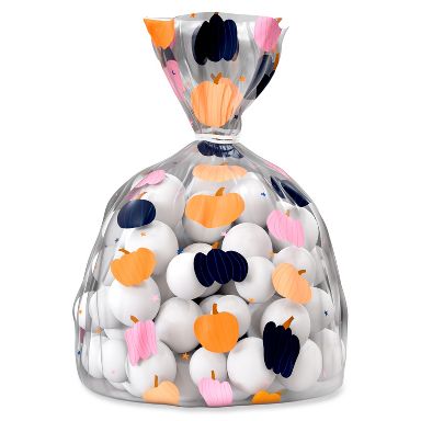 12ct Pumpkin Halloween Treat Cello Gift Bags - Designed by Spaghetti and Meatballs