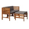 Nertpow Contemporary 3-Piece Modular Acacia Wood Patio Set with Left & Right Arm Chairs and Ottoman ¨C Brown - 3 of 4