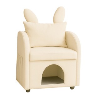 Maliang Bunny-Ear Shape Armchair with Scratch-Resistant Fabric, Built-in Cat & Dog Hideaway, Dual-Use Sofa Chair, Pet-Friendly - 1 of 4