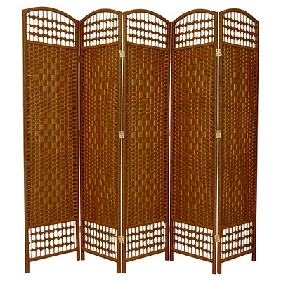 5 1/2 ft. Tall Fiber Weave Room Divider - Dark Beige (5 Panel)