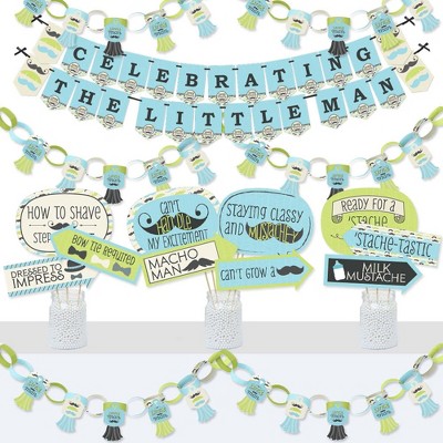 Big Dot of Happiness Dashing Little Man Mustache Party - Banner and Photo Booth Decorations - Party Supplies Kit - Doterrific Bundle