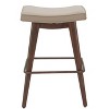 Counter Stool – 27" H With Beige Upholstered Seat & Walnut Faux Wood Steel Frame (Set of 2) By Zuo Modern - 3 of 4