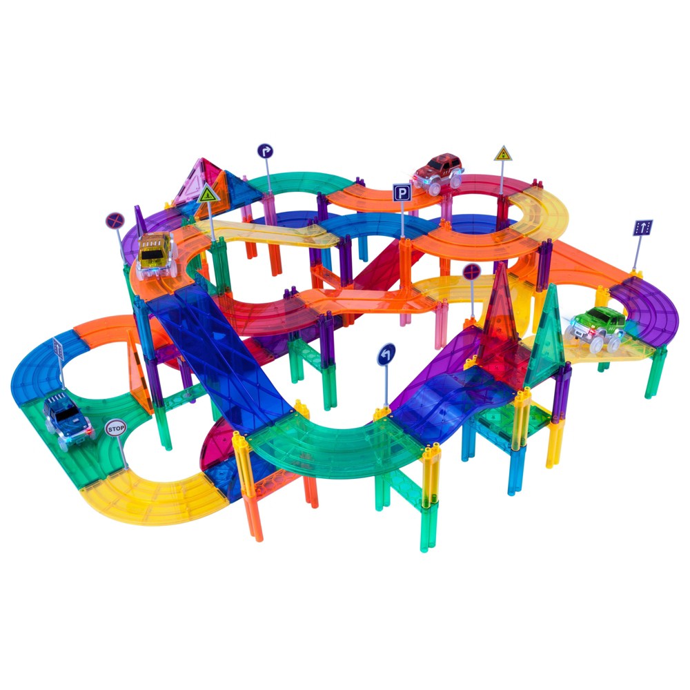 Photos - Construction Toy Picasso Tiles Magnetic Race Track 150pc Building Set