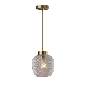 Natasha Pendant Antique Brass - Adesso: ETL Listed, Clear Textured Glass Shade, No Assembly Required - 1 of 1