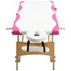vidaXL Foldable Massage Table 2 Zones Wood White and Pink - 4 of 4
